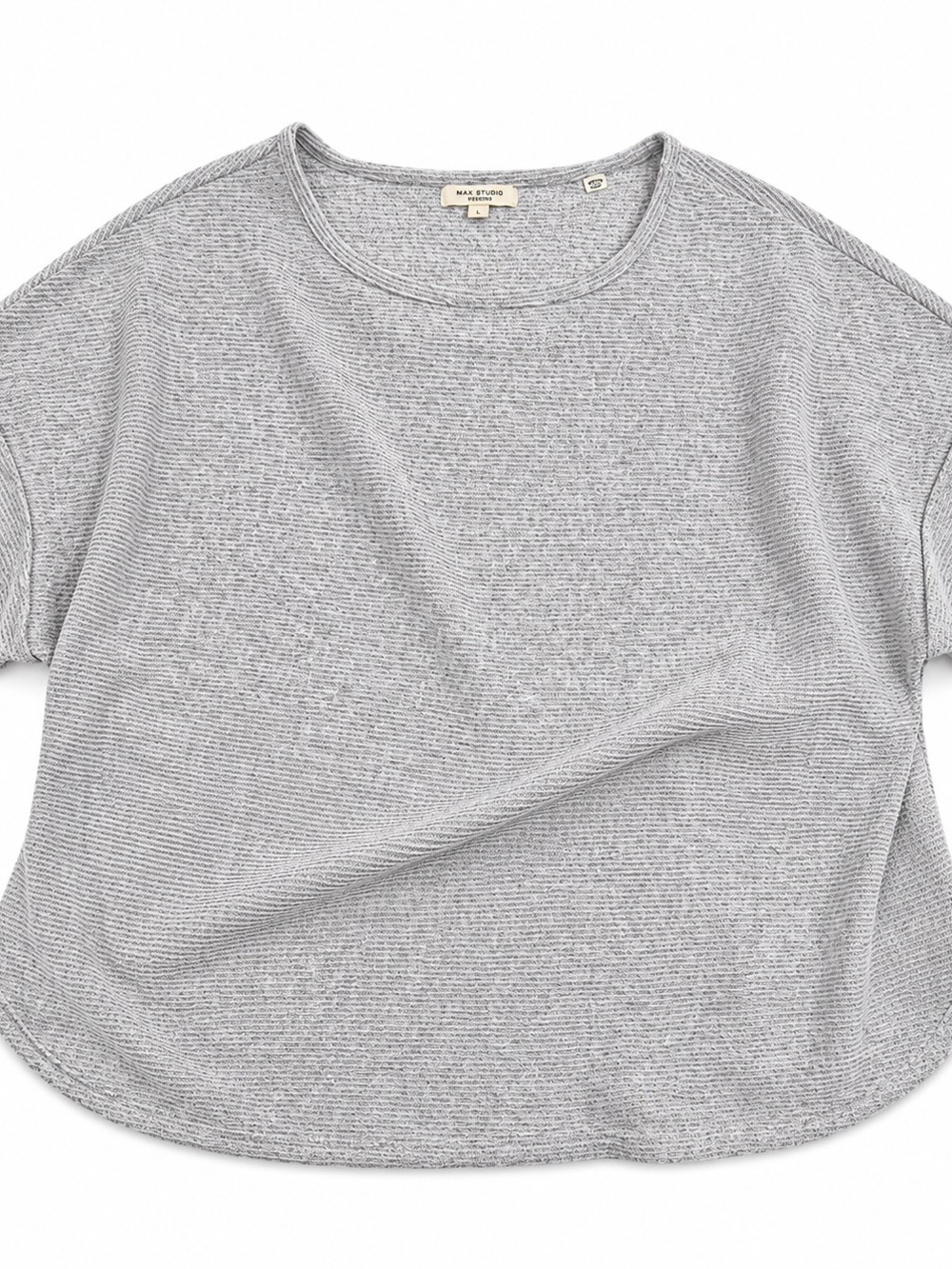 Max Studio Light Gray Short Sleeve Knit Tee
